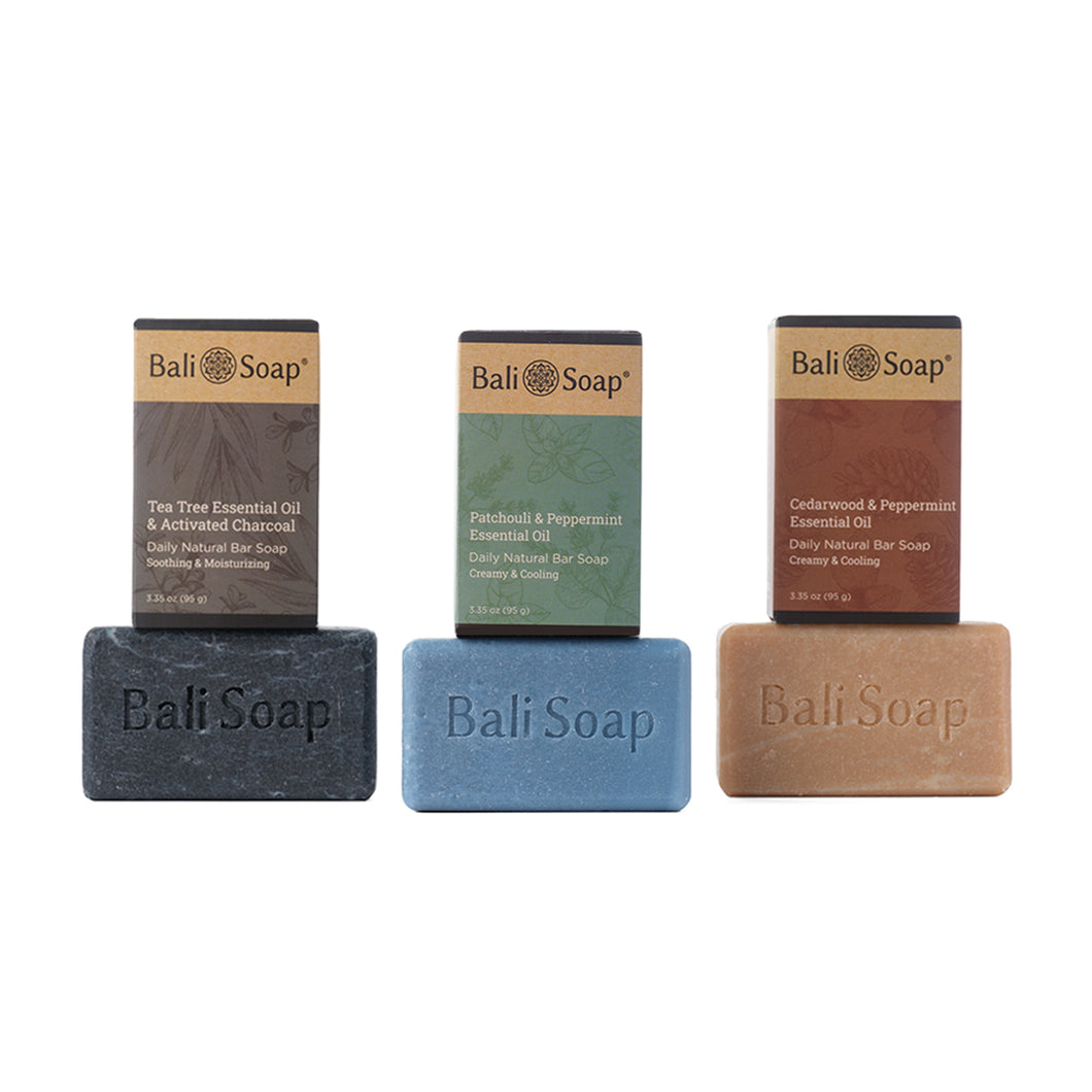 Daily Premium Essential Oil Bar Soap - Earthy Botanical Set - 3 pcs Variety Pack